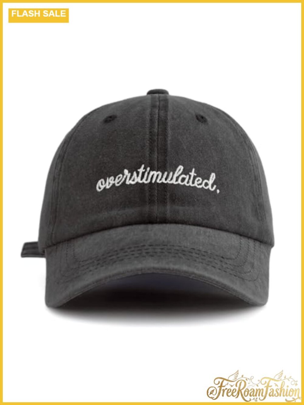 Overstimulated. Embroidered Washed Baseball Cap Adjustable Lightweight Sun Hat
